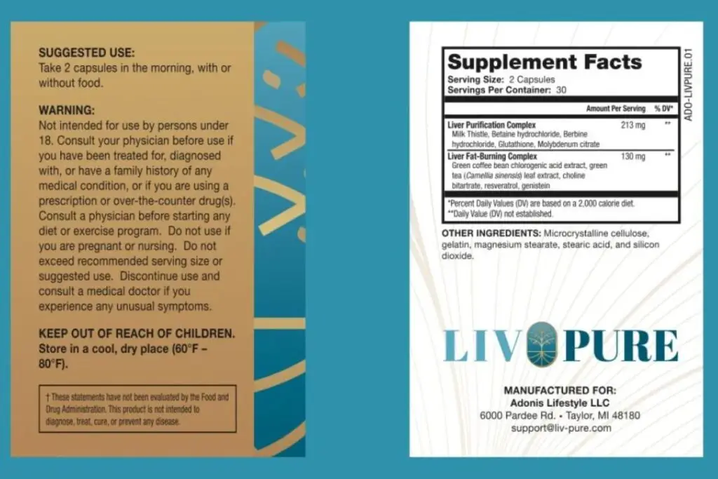 Livpure Supplement Facts