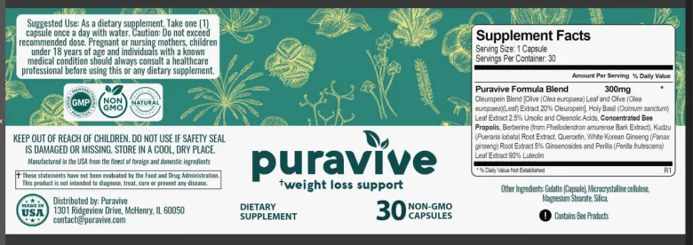 Puravive Contains the Natural Ingredients which haven't side effect
