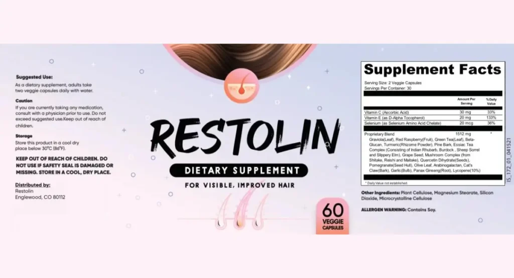 Restolin Supplement Facts recommended dosage is one capsule twice daily as part of the recommended dosage