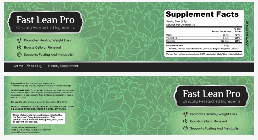 Fast Lean Pro Supplements Facts