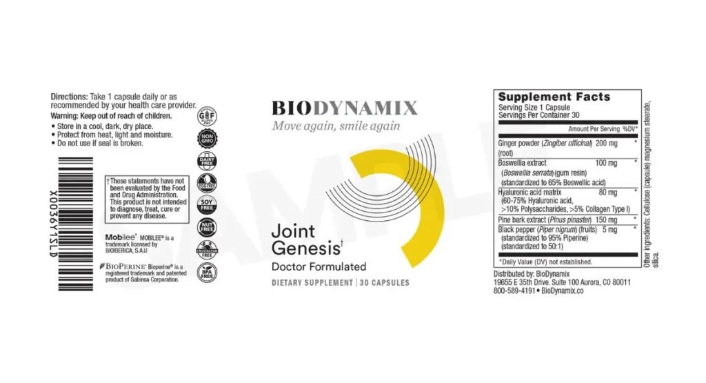 Joint Genesis Supplement Facts