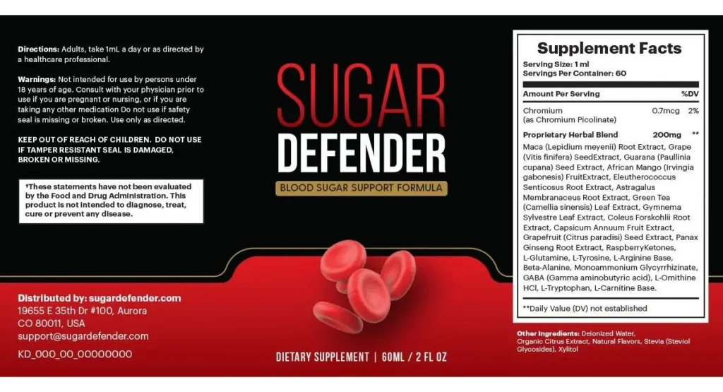 sugar defender supplement facts